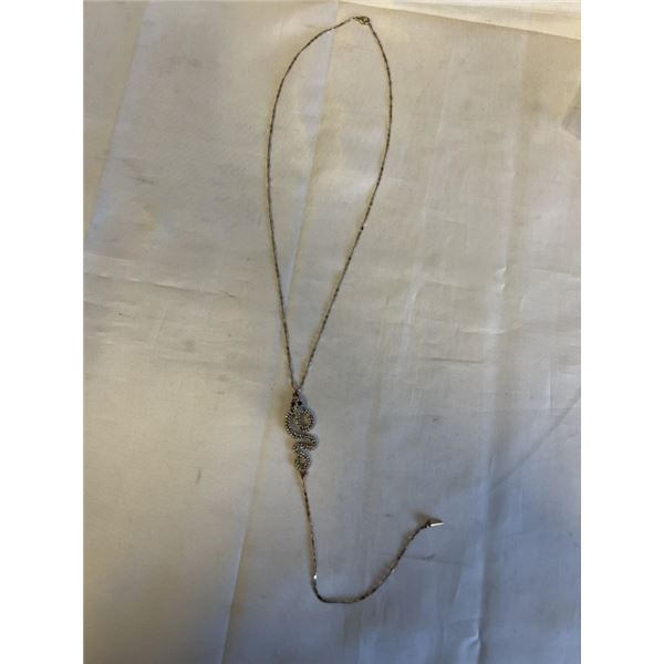 GOLD W/ RHINESTONES SNAKE PENDANT W/ CHAIN NECKLACE