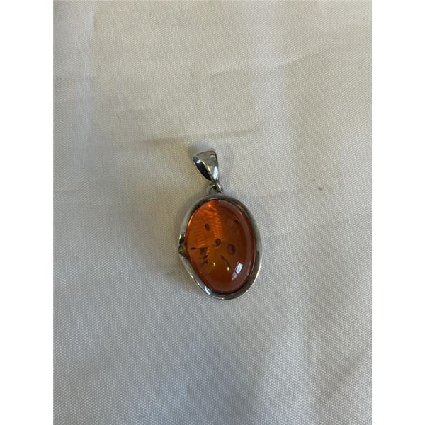 STERLING SILVER W/ AMBER STONES PENDANT MARKED 925