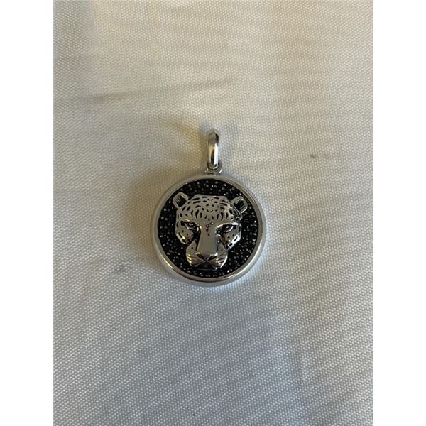 EFFY STERLING SILVER W/ STONES TIGER HEAD PENDANT MARKED 925, HEAVY 10G