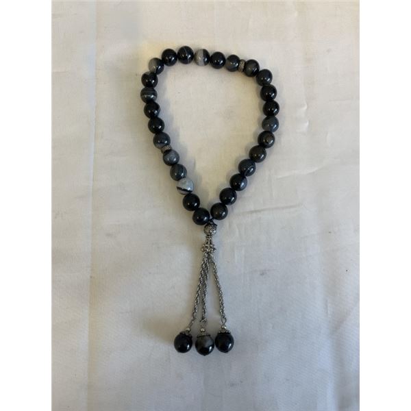 VINTAGE GENUINE GEM STONES BEADS BRACELET W/ TASSEL