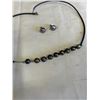Image 2 : GENUINE BLACK PEARLS W/ CORD NECKLACE AND EARRINGS SET