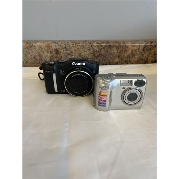 CANON SX160 IS POWERSHOT AND NIKON COOLPIX 5600 CAMERAS, BOTH WORKING