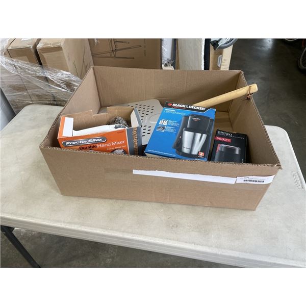 PIZZA TRAY, BODUM COFFEE GRINDER, COFEE MAKER ETC