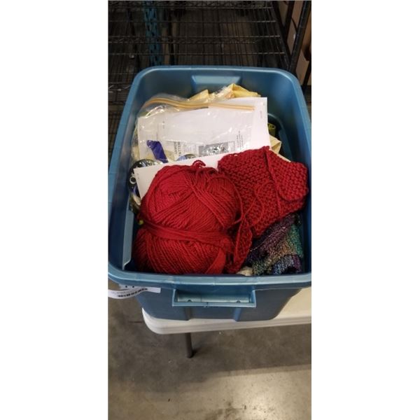 TOTE OF KNITTING SUPPLY
