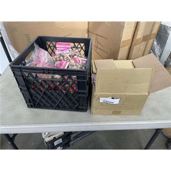CRATE AND BOX OF NEW PACKS OF BEADS
