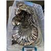 Image 1 : TOTE OF SILVERWARE AND SILVER PLATE SERVING ITEMS
