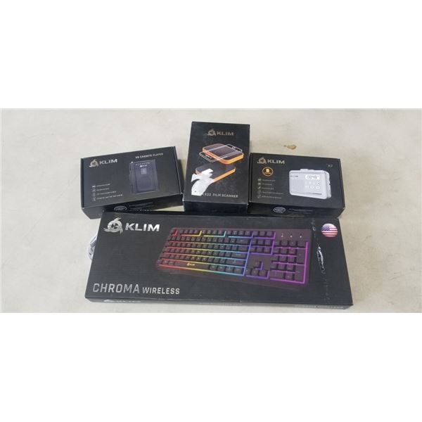 KLIM WIRELESS KEYBOARD AND K22 FILM SCANNER  AND K8 CASETTE PLAYER AND K7 CCASETTE PLAYER