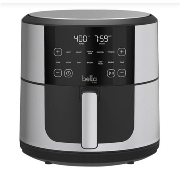 BELLA PRO 8QT SMART CRISP DIGITAL AIR FRYER W/ EVERGOOD CERAMIC - TESTED WORKING, RETAIL $159