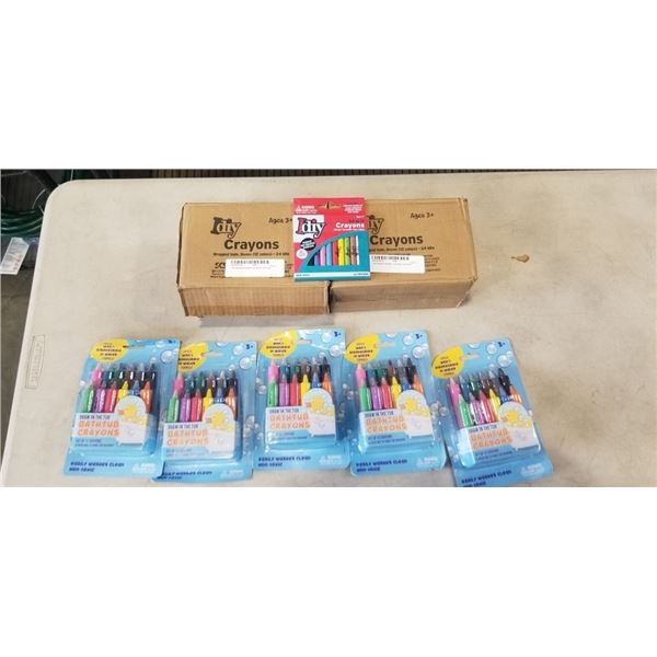 2 DIY CRAYONS WRAPPED INDV. BOXES (12 COLORS- 24 KITS) AND 5 PACKS BATHTUB CRAYONS
