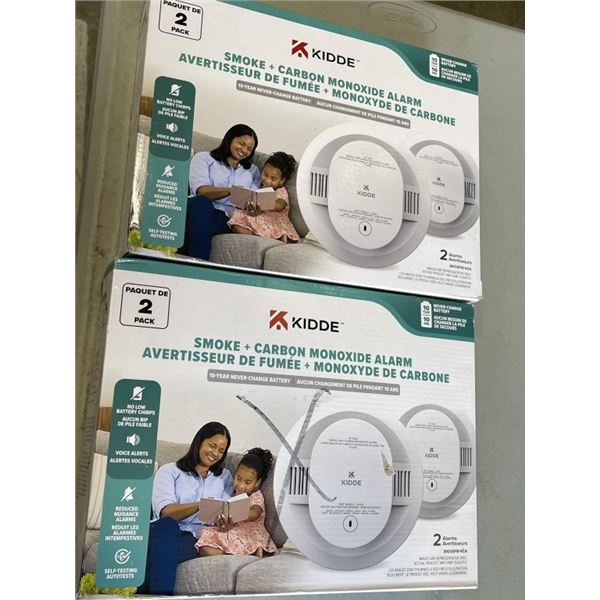 2 KIDDE 2 PACKS OF SMOKE AND CARBON MONOXIDE ALARMS
