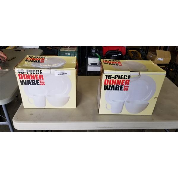 2 16PC WHITE DINNERWARE SETS