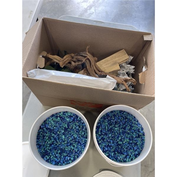 2 BUCKETS OF GRAVEL AND ROCK AND ASOSRTED FISH TNK AND AQUARIUM SUPPLY