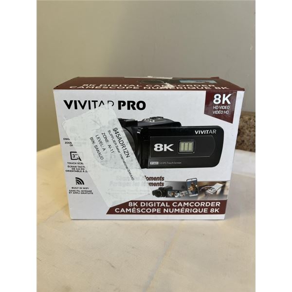 NEW VIVITAR DVR8K 8K PRO SD FLASH MEMORY CAMCORDER - TESTED WORKING, RETAIL $249
