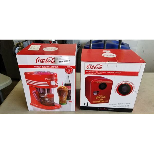 COCA COLA BEVERADGE MAKER AND RETRO MINI COOLER