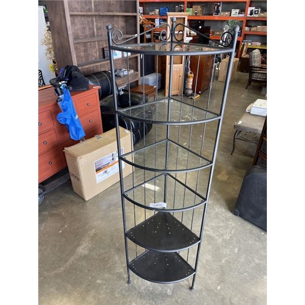 METAL CORNER SHELF W/ GLASS SHELVES