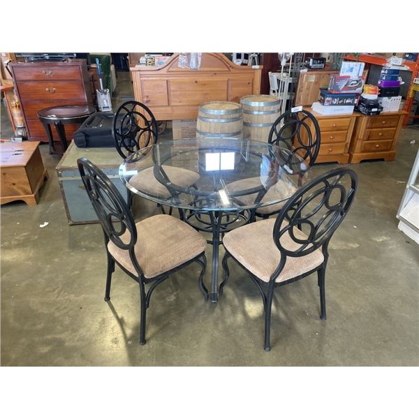 GLASS TOP DINING TABLE W/ 4 CHAIRS