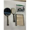 Image 2 : TRAY OF HOUSEHOLD ITEMS INCLUDING CURLING IRON AND VANITY SETS