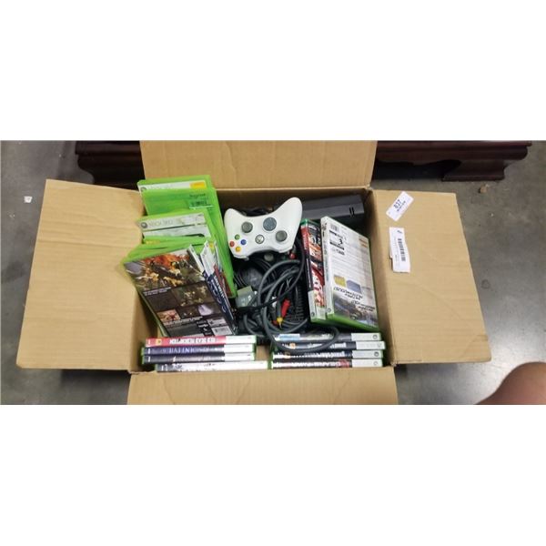 XBOX CONSOLE AND ASSORTED GAMES, CONTROLLERS AND ACCESSORIES