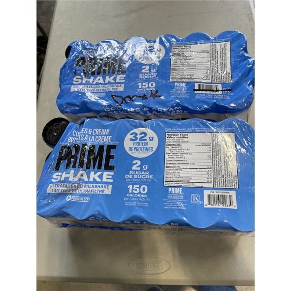 2 CASES OF PRIME COOKIES AND CREAM PROTEIN DRINK EXP 2027