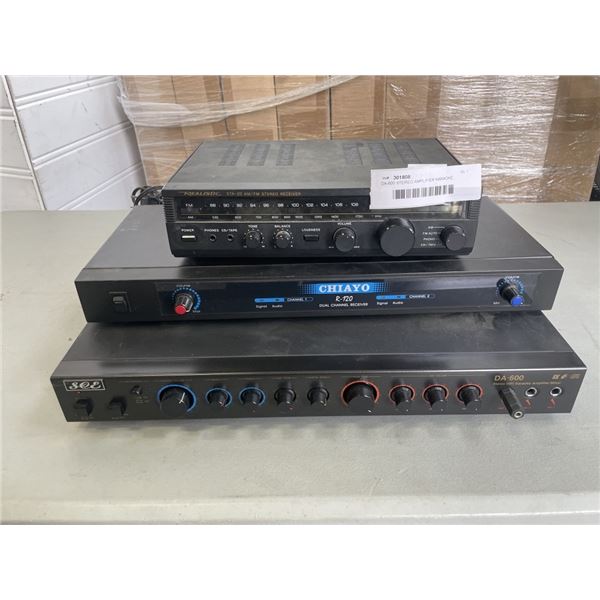 DA-600 STEREO AMPLIFIER KARAOKE MIXER, R-120 DUAL CHANNEL MIXER AND RECEIVER