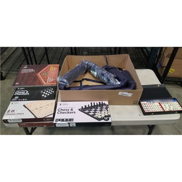 LARGE LOT OF GAMES INCLUDING 2 YELLOW MOUNTAIN CHINESE CHECKERS BOARDS WITH MARBLES, YELLOW MOUNTAIN