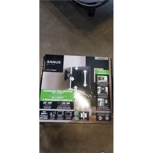 SANUS ELITE 32-65" ADVANCED FULL-MOTION 4D + SHIFT WALL MOUNT, RETAIL $289