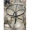 Image 2 : BRAND NEW PATIO BISTRO SET, GLASS TOP ROUND PATIO TABLE, 30 INCH DIAMETER AND 2 STACKING GREY STAINL