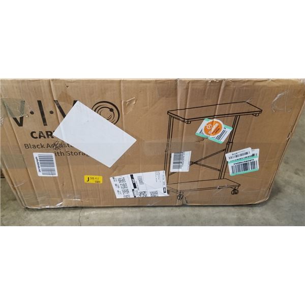 VIVO BLACK ADJUSTABLE MOBILE PC CART WITH STORAGE