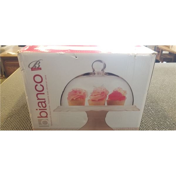BRILLIANT BIANCO 10-IN CAKE PLATE AND DOME