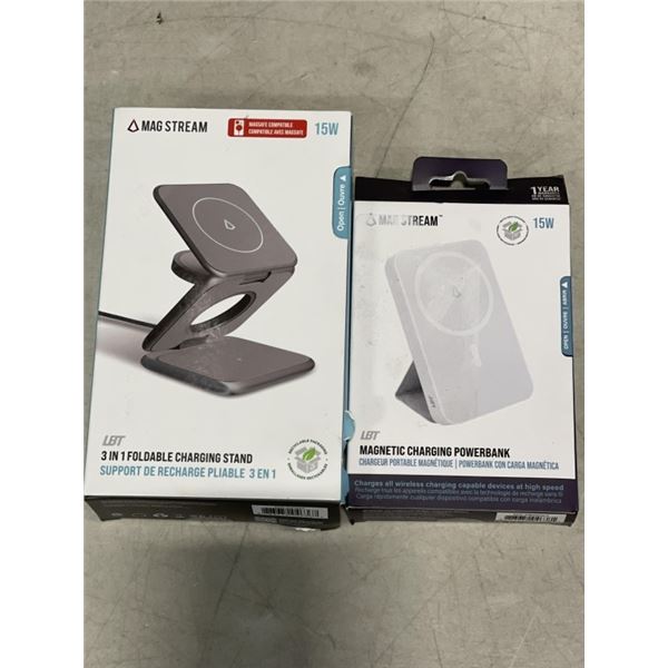 MAG STREAM 3 IN 1 FOLDABLE CHARGING STAND AND MAGSTREAM MAGNETIC CHARGIN POWER BANK