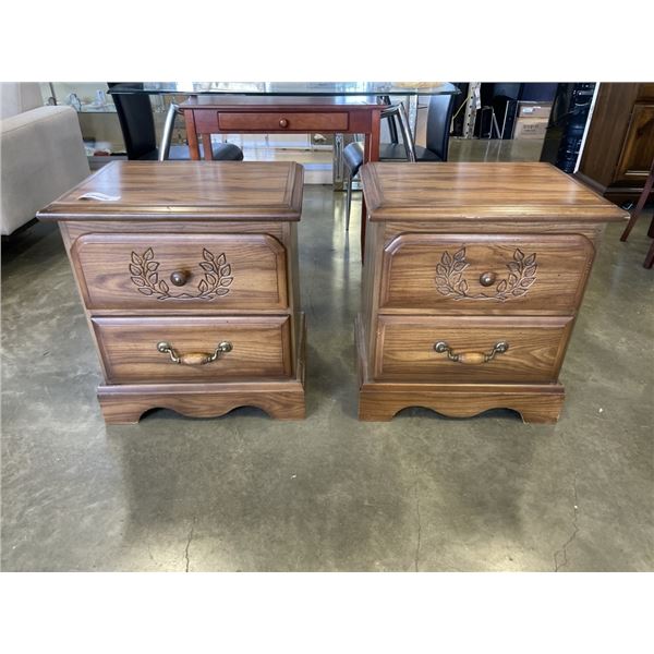 PAIR OF OAK 2 DRAWER NIGHT STANDS
