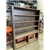 Image 4 : 2PC CUSTOM BUILT ROLLING SOLID WOOD LIBRARY SHELF 84 INCH TALL AND 72 INCH WIDE