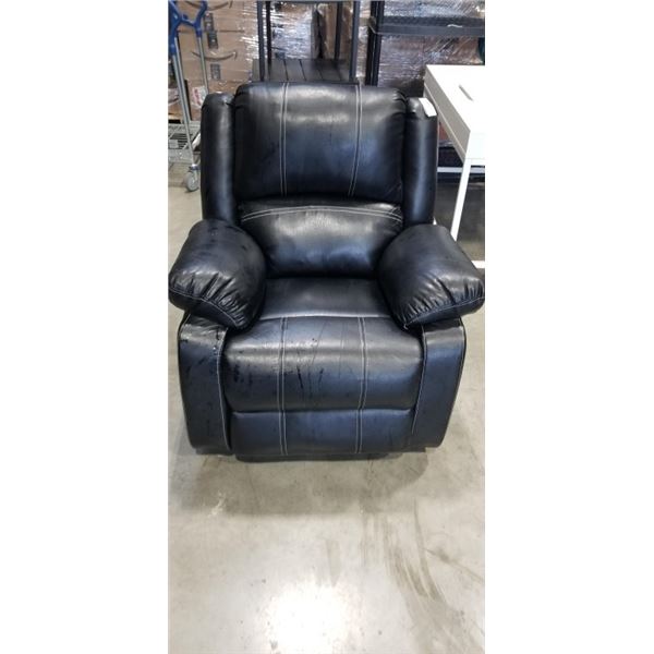 BLACK LEATHER ROCKER RECLINER CHAIR