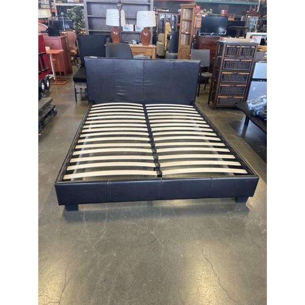 QUEEN SIZE BROWN  LEATHER BEDFRAME