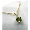 Image 1 : 10KT YELLOW GOLD NATURAL PERIDOT HEART SHAPE PENDANT WITH GOLD PLATED STERLING SILVER CHAIN, RETAIL 