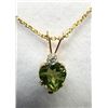 Image 3 : 10KT YELLOW GOLD NATURAL PERIDOT HEART SHAPE PENDANT WITH GOLD PLATED STERLING SILVER CHAIN, RETAIL 