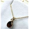 Image 3 : 10KT YELLOW GOLD NATURAL GARNET PENDANT WITH GOLD PLATED STERLING SILVER CHAIN, RETAIL $400.00. GARN