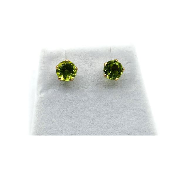 10KT YELLOW GOLD NATURAL PERIDOT EARRINGS, RETAIL $450.00. PERIDOT IS THE BIRTHSTONE FOR AUGUST.