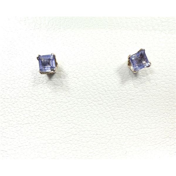 14KT YELLOW GOLD NATURAL TANZANITE (0.32CT) EARRINGS, W/A $600.00. TANZANITE IS THE BIRTHSTONE FOR D