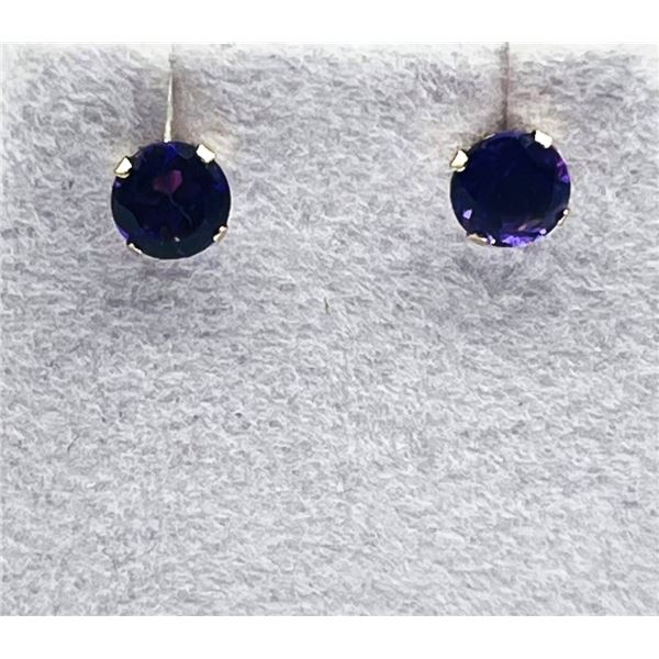 14KT YELLOW GOLD NATURAL AMETHYST EARRINGS, RETAIL $350.00. AMETHYST IS THE BIRTHSTONE FOR FEBRUARY.
