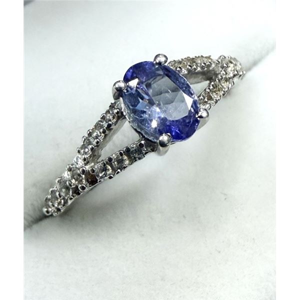 STERLING SILVER NATURAL TANZANITE (0.58CT) RING, SIZE 6.75, W/A $650.00. TANZANITE IS THE BIRTHSTONE