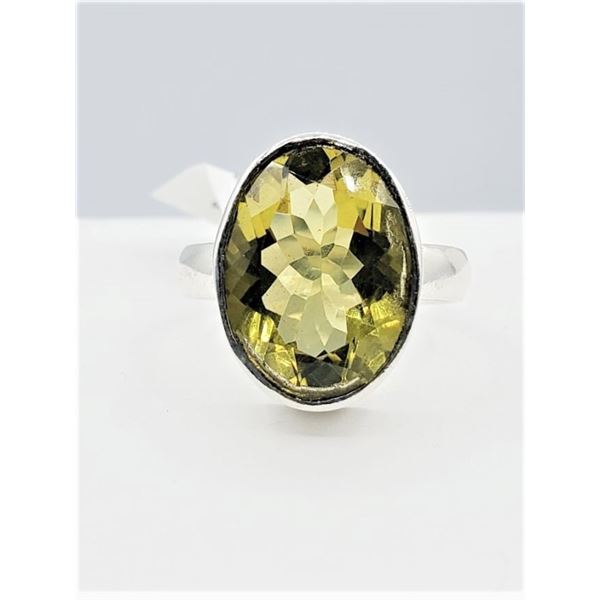 STERLING SILVER NATURAL GREENED AMETHYST RING, SIZE 8, RETAIL $450.00. AMETHYST IS THE BIRTHSTONE FO