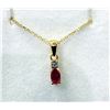 Image 3 : GOLD PLATED STERLING SILVER NATURAL ENHANCED RUBY PENDANT WITH GOLD PLATED STERLING SILVER CHAIN, RE