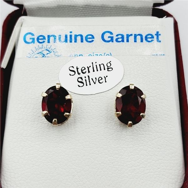 STERLING SILVER NATURAL GARNET (4.2CT) EARRINGS, RETAIL $400.00. GARNET IS THE BIRTHSTONE FOR JANUAR