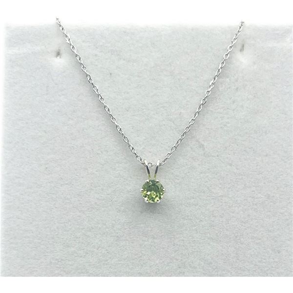 STERLING SILVER NATURAL PERIDOT PENDANT WITH STERLING SILVER CHAIN, RETAIL $300.00. PERIDOT IS THE B