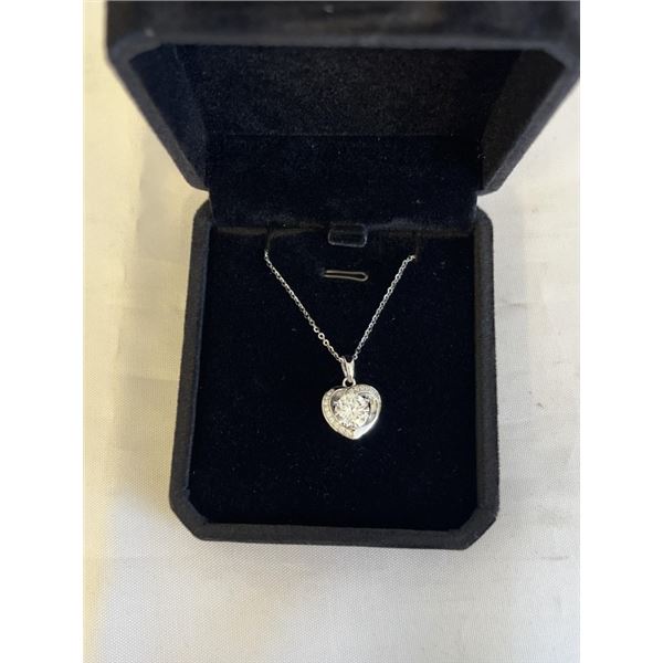 NEW S925 1.5CT STIMULATED DIAMOND (CZ) HEART HALO NECKLACE 16"-18" LONG, MOUNTED IN 925 STERLING SIL