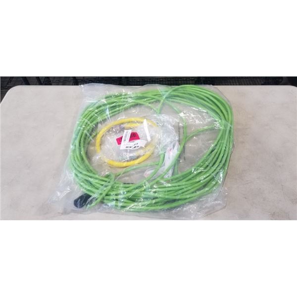 APPROX 100 FEET GREEN AWG 16 EXTENSION CORD AND APPROX 2 FEET YELLOW EXTENSION CORD 10 AWG