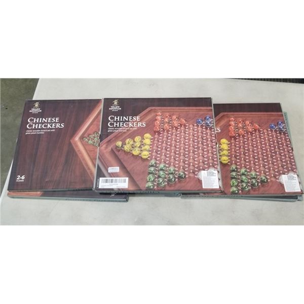 5 YELLOW MOUNTAIN CHINESE CHECKERS BOARD SETS WITH GLASS PETAL MARBLES