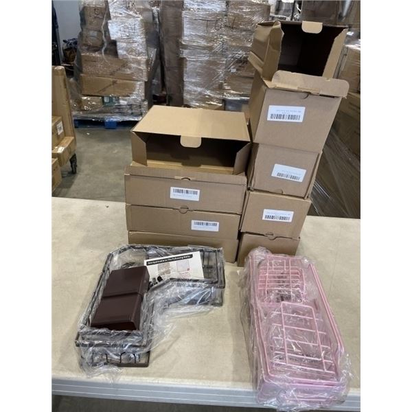 4 NEW 2 PIECE CORNER SHOWER CADDIES AND 5 NEW 5 PACK SHOWER CADDIE SETS