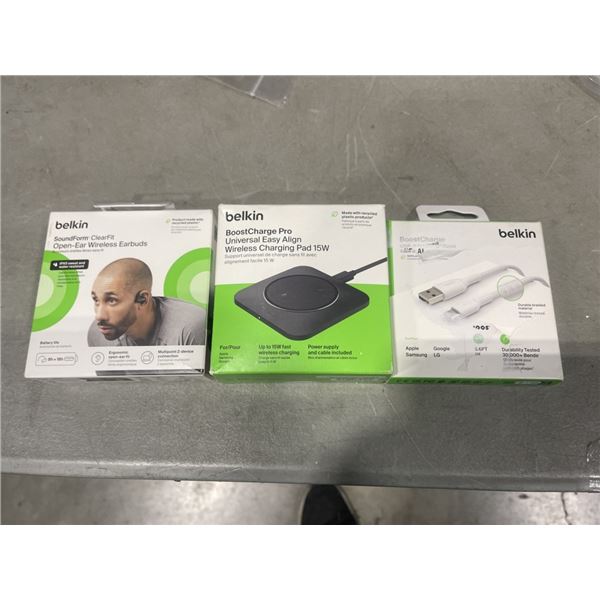 BELKIN BOOSTCHARGE PRO UNIVERSAL EASY ALIGN WIRELESS CHARGIN PAD 15W, BELKIN SOUNDFORM CLEAR FIT OPE